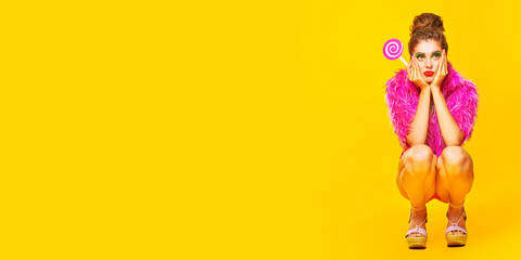 glamorous girl with lollipop