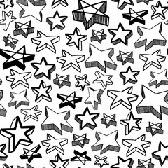 Seamless vector pattern with doodle stars