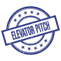 ELEVATOR PITCH text written on blue vintage round stamp.