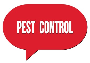 PEST  CONTROL text written in a red speech bubble