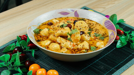 Delicious indian and pakistani dish kachaalo spicy colocasia esculenta