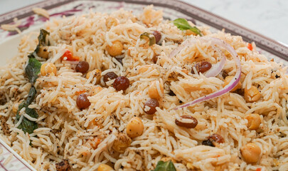 Famous delicious pakistani and indian channa chawal