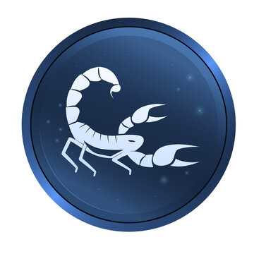Simple cartoon zodiac sign Scorpio depicting arthropod animal. Illustration of an astrology sign Scorpion. Vector flat design web icon