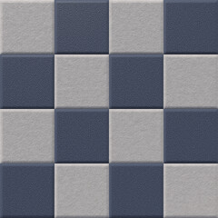 Blue and beige leather decorative tiles, textured background. 3D-rendering