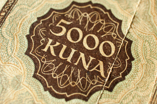 Detail from 5000 Kuna Croatian bank note from Independent State of Croatia (NDH Nezavisna Drzava Hrvatska)
