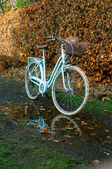 Vintage blue city bike in a Glasgow park