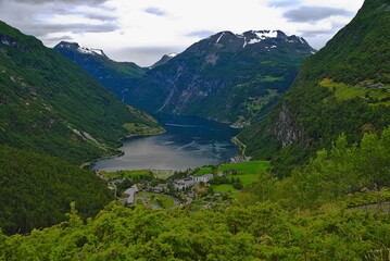 Fototapeta na wymiar Geiranger and Geirangerfjorden, Møre og Romsdal, Norway