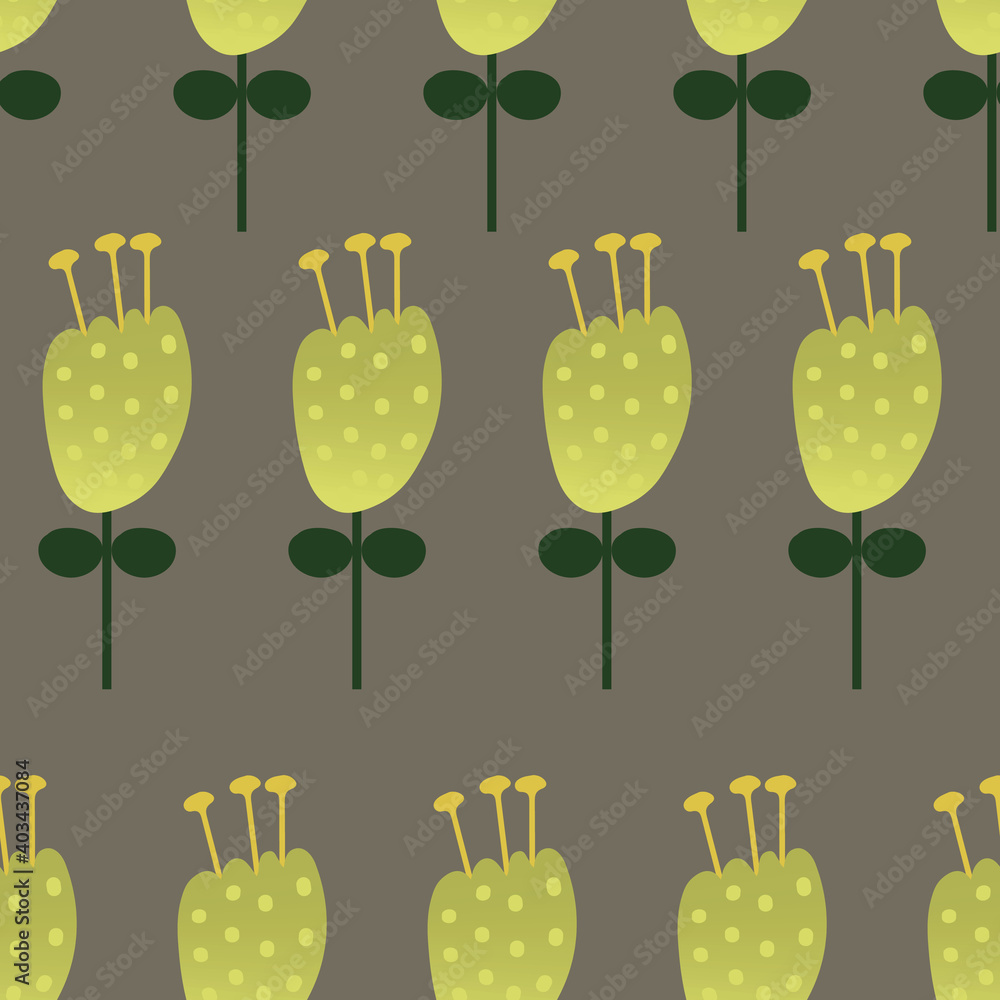 Poster cute colored fantasy flower seamless repeat vector pattern print background