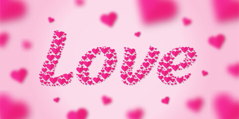 Creative Love Typography With Heart Symbol. Happy Valentine's day.