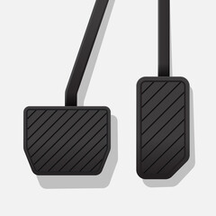 Brake and accelerator pedal of automatic transmission car isolated on white background.