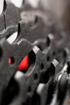 Dirty rear bicycle cassette gear with chain