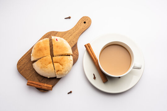 Bun Maska Masala chai is a popular food in Mumbai, India which is popular in Irani Cafe