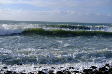 Rough sea at Batz-sur-mer during a storm. (december 2020 in the west of France)