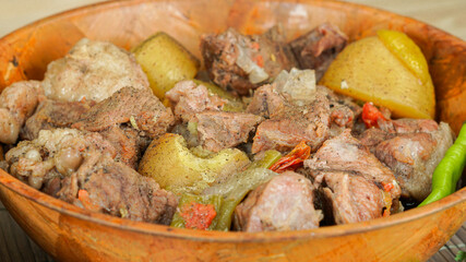 A closeup of Desi pakistani and indian delicious food Dum pukht