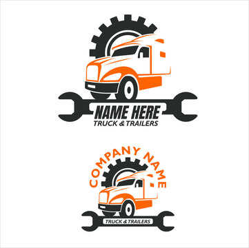 Logo Template For Truck And Trailers Repair. Vector Art.