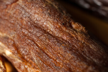 Detail of a cured and smoked meat