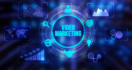 Internet, business, Technology and network concept. Video marketing and advertising concept on screen.