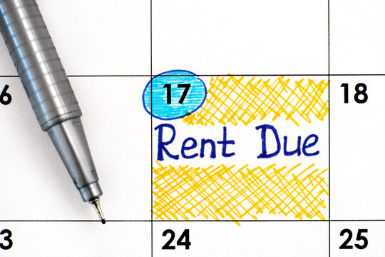 Reminder Rent Due In Calendar With Pen