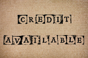 Cardboard with word Credit Available