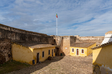 view of the courtyard and buildings of the castle in Castro Marim