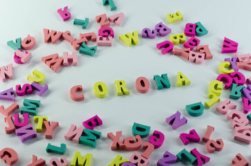 Letters on a white background. Word from letters. Coronavirus.