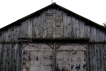 Fototapeta na wymiar A closeup on the wood structure of a warehouse located in the west of France (salt marshes of Guerande)