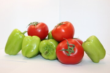 tomato and pepper. red green