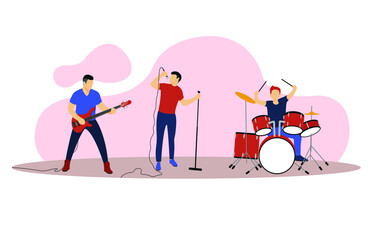 Musicians play musical instruments. Illustration in flat style