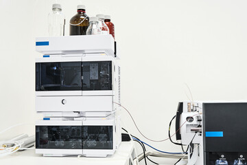LC MS system. Liquid chromatography with qTOF mass detector. Chemical laboratory, clinical analysis