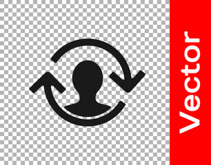 Black Human resources icon isolated on transparent background. Concept of human resources management, professional staff research, head hunter job. Vector.