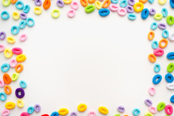 colored elastic bands for hair on a white background