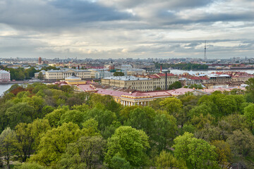 Panoramic view over St. Petersburg, Russia, from St. Isaac Cathedral.