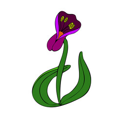 Fantastic flower. Doodle. Black and white image. Minimalism. Vector graphics. Isolated on white background. Cute illustration for kids