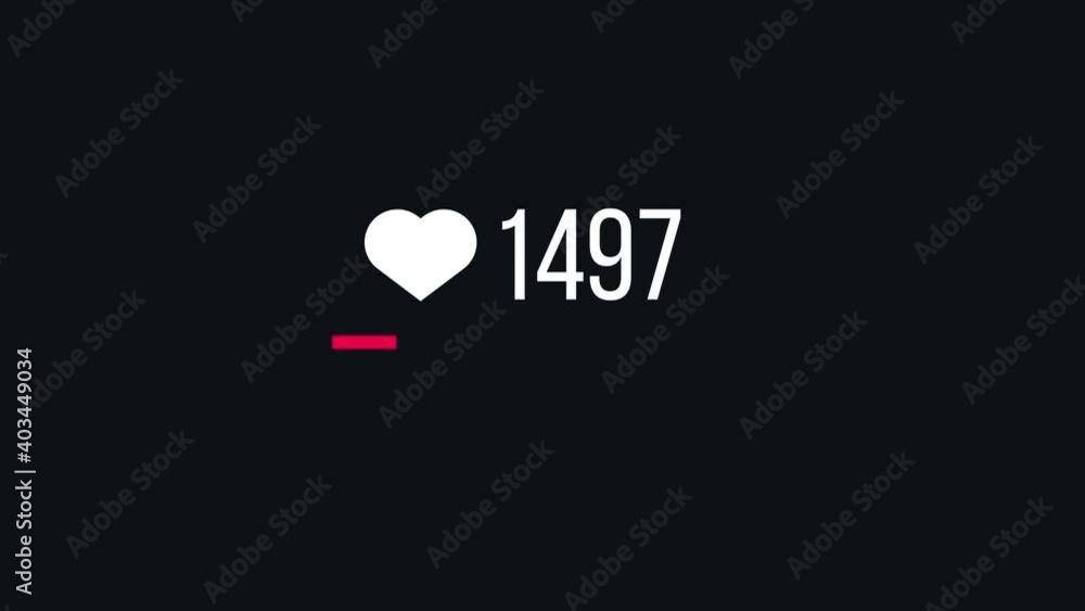 Poster social media heart counter.4k video.simple motion animation.can be used for explainer.like counter o