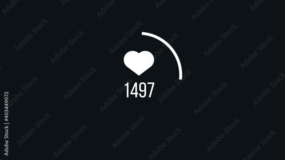 Poster social media heart counter.4k video.simple motion animation.can be used for explainer.like counter o