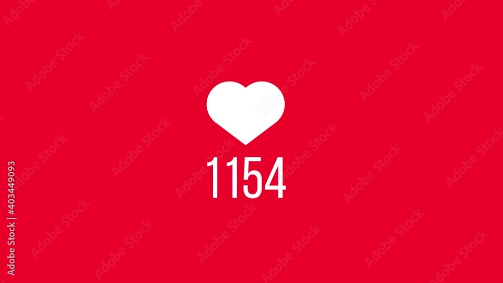 Poster social media heart counter.4k video.simple motion animation.can be used for explainer.like counter o