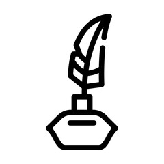 feather with ink line icon vector illustration