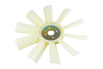 Obraz premium new car radiator cooling fan on white background.