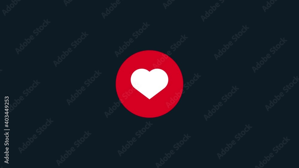 Poster social media heart counter.4k video.simple motion animation.can be used for explainer.like counter o