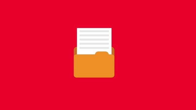 Folder icon animation - Vector art ..4K video.Simple motion animation.can be used for Explainer Video.red background