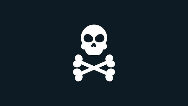 skull icon animation - Vector art ..4K video.Simple motion animation.can be used for Explainer Video.black background