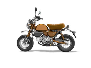 3d rendering brown motorcycle left view on white background with shadow