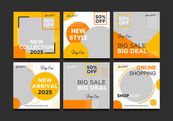 Fototapeta premium Social media pack template for discount and special offer. Modern promotion web banner. Geometric abstract pattern frame and background layout. Elegant sale and promo. Social media Post
