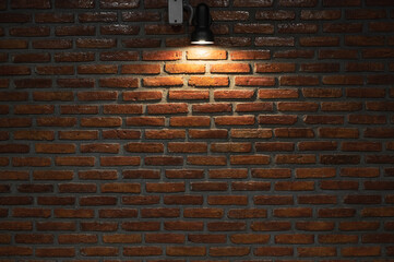 copy space brick wall with light of lamp