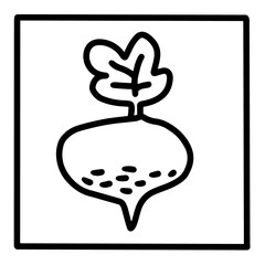 Beetroot hand drawn vector icon doodle logo in cartoon style