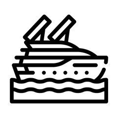 solar powered ship line icon vector illustration