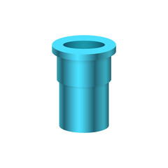 Obraz premium Female pvc plastic nipple threaded pipe fitting NPT vector icon. Consist screw both side. Part for connection pipe in pipeline system, plumbing, drainage, vent, waste, sewage and water supply.