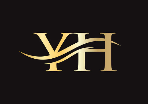 Initial Gold letter YH logo design. YH logo design with modern trendy