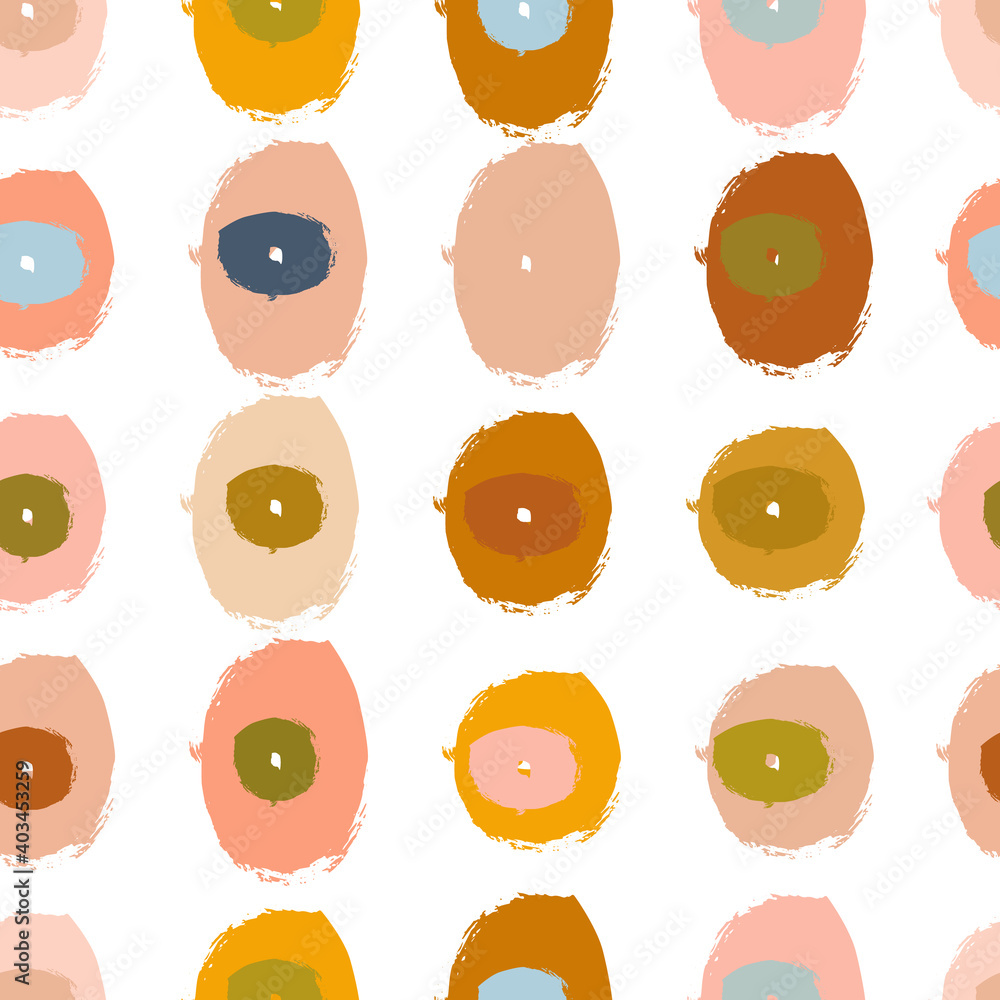 Poster painted circles background. acrylic paint or ink rounded hand painted brush strokes. vector seamless