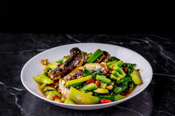 Stir Fried Kale with Canned Fish